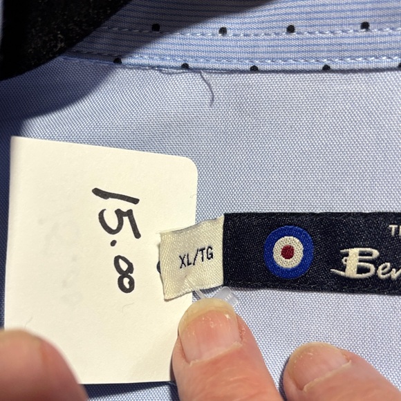 Ben Sherman Light Blue Polka Dot Shirt - Picture 7 of 7